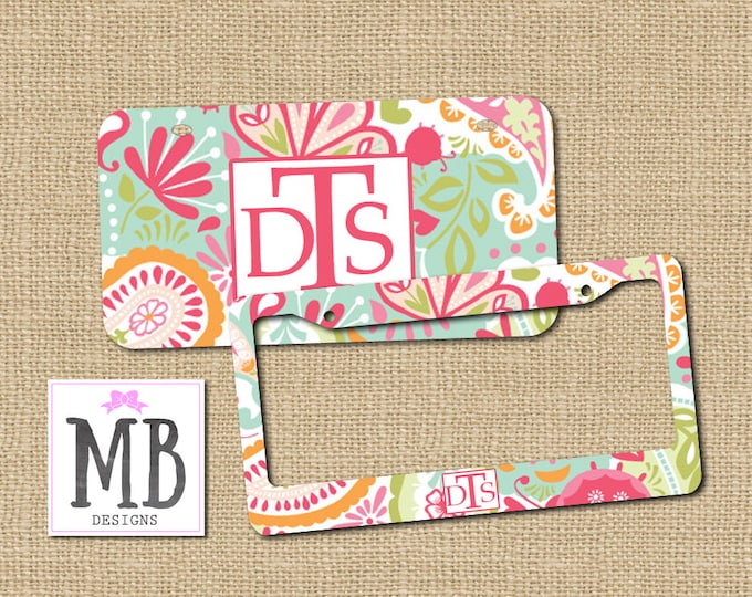 Paisley license, new car gift, gift for sister, gift for mom, girlfriend gift, paisley, vanity license plate, monogram car tag, car art