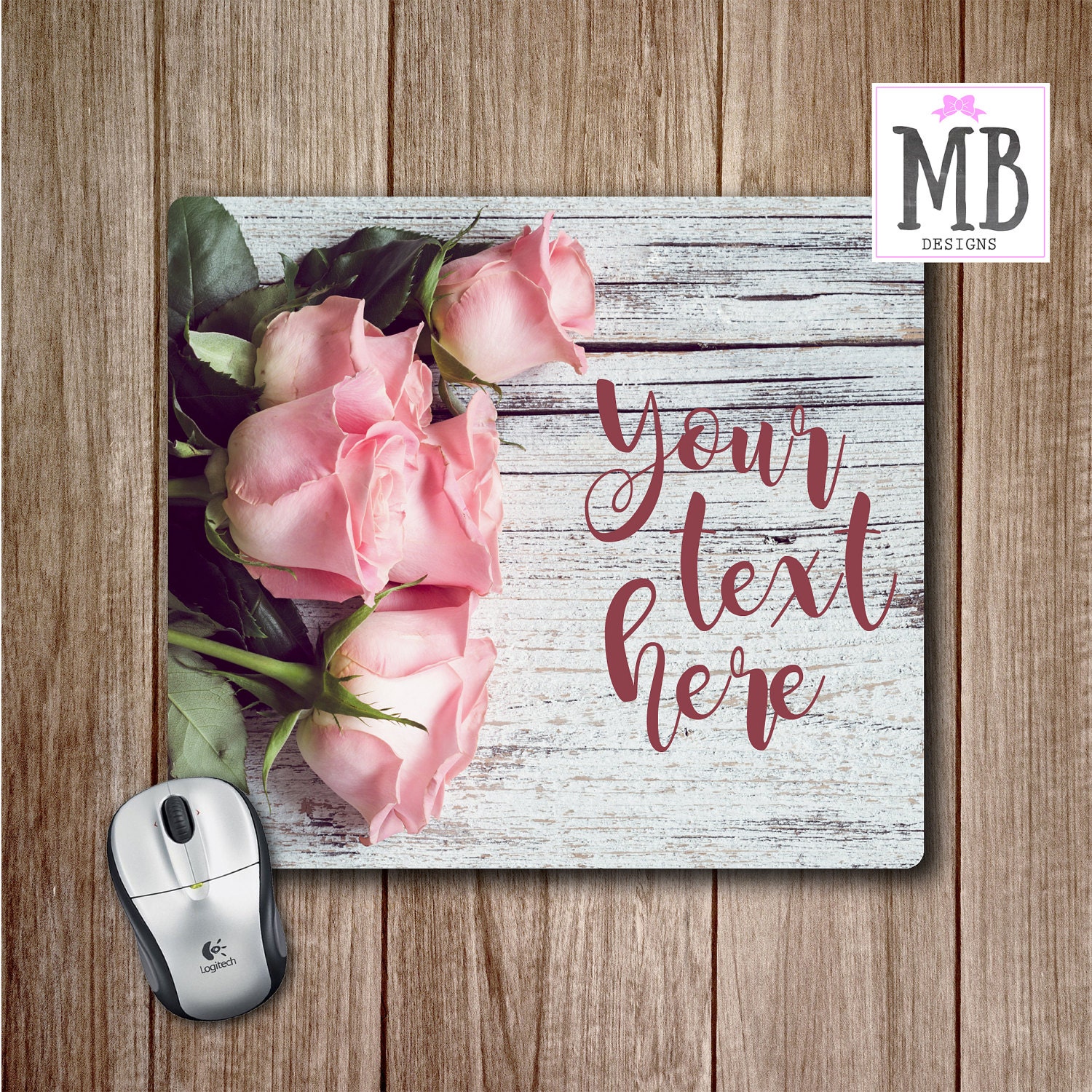 Floral Mouse Pad Roses Mouse Pad Office Accessories Cute Desk