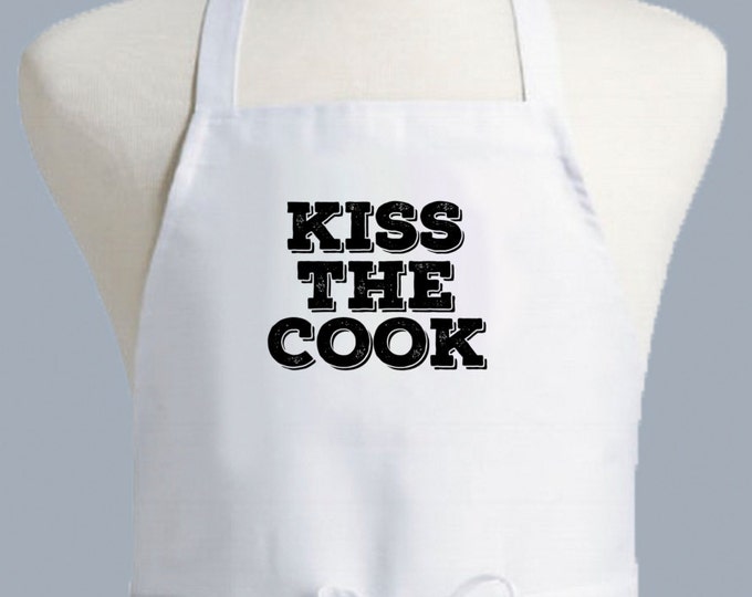 Kiss the cook apron, Mens Apron, Apron Men, Chef Apron, Apron woman, kiss the cook, monogrammed apron, apron