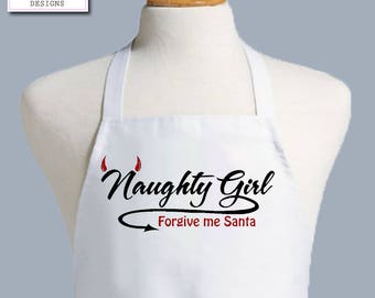 Christmas Apron, Holiday Apron, Christmas Gift, Christmas Cooking, Funny Apron, Gag Gift, Naughty or Nice, Womens Apron, Gift for Her, Cook
