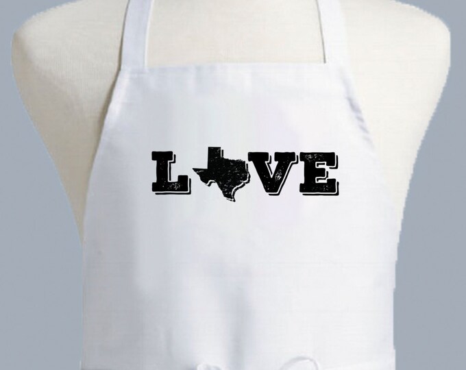 Love your State Apron, Love Texas, Womens Apron, Mens Apron, Apron Men, Chef Apron, Apron woman, state gift, texas gift, ohio gift