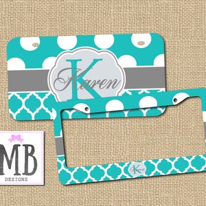 Teal License Plate, monogram license, license plate, car tag, car gift, license holder, teal gift, front car tag, car art, turquoise gift