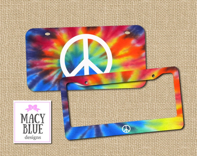 Tie Dye License, Tie Dye Gift, Tie Dye, License plate, peace symbol, peace license plate, tie dye gift, custom license plate