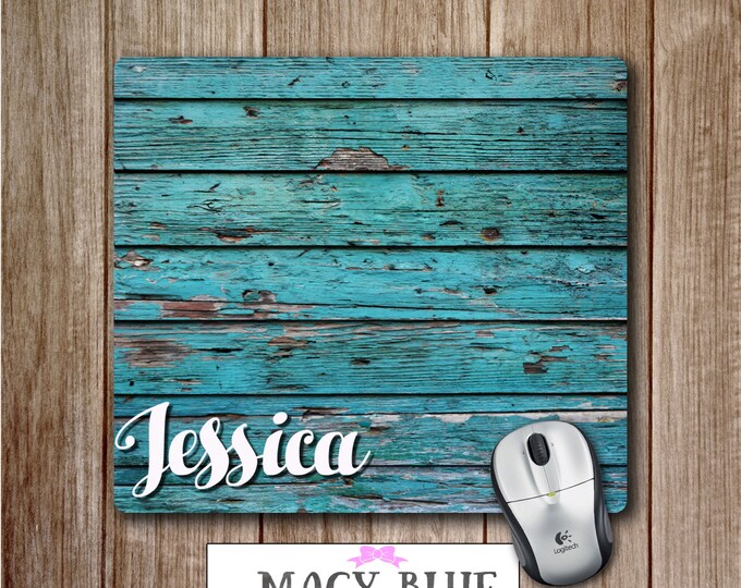 Teal Wood Grain Printed on Mouse Pad, Office Accessories, Desk Accessories, Teacher Gifts, Gift for Him, Gift for Teacher