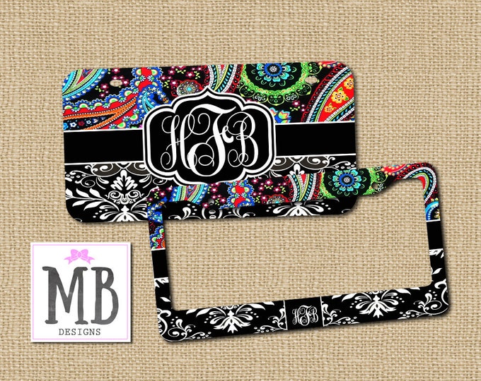 Paisley License,  car gift, front car tag, custom license frame, sweet 16 gift, front license plate, license plate holder, gift for her