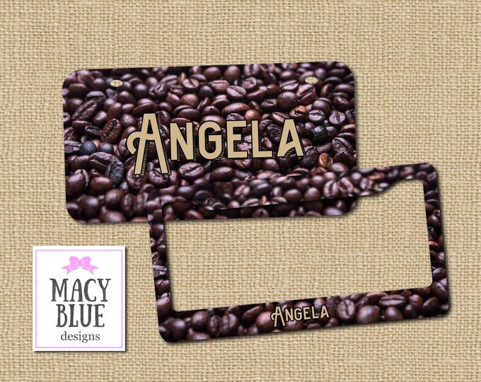 License plate, Coffee Gift, Car gift, license holder, Vanity License Plate, starbucks, coffee bean, coffee lover,