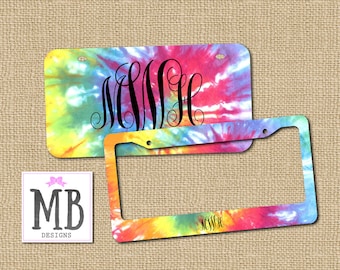 Monogram License, License plate, Personalized License, Tie Dye gift, boho gift, girl birthday, tie dye, vanity license plate, jeep gift