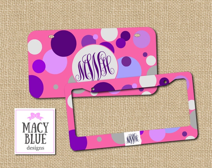 Gift for girl, girlfriend gift, custom car tag, car gift, girl gift, sweet 16 gift, gift for sister, custom license plate, polka dot