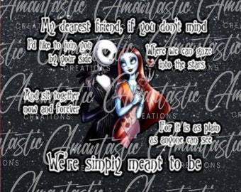 Jack und Sally Tumbler Wrap, Nightmare ware vor Weihnachten Design (digitaler Download)