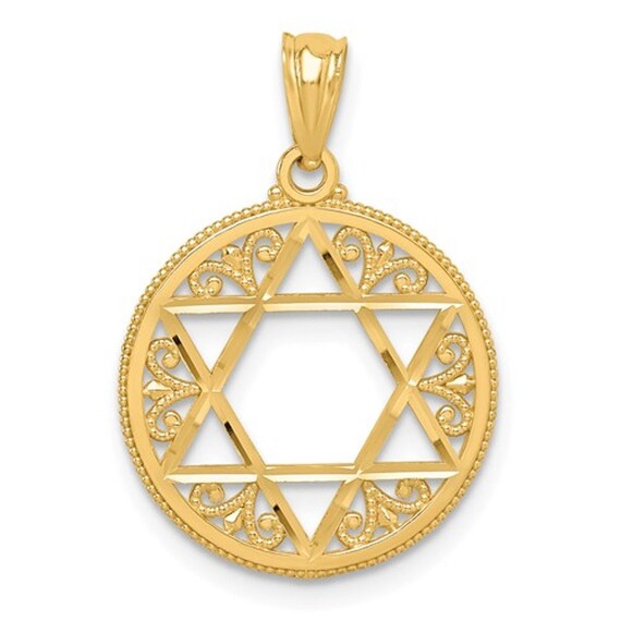 14/ K Or jaune /étoile de David Pendentif 20/ mm de longueur