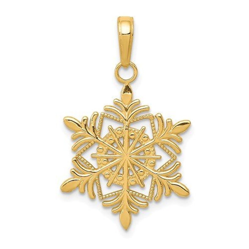 14k Yellow Gold Snowflake Pendant Charm - 14k Gold Snowflake Pendant 14k Yellow Gold Snowflake Pendant Charm - 14k Gold Snowflake Pendant
