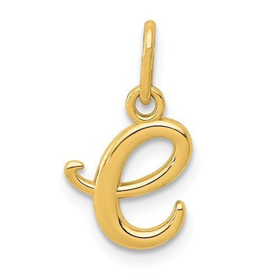 14k Yellow Gold Lowercase Initial Letter E Cursive Alphabet - Letter E Gold Pendant 14k Yellow Gold Lowercase Initial Letter E Cursive Alphabet - Letter E Gold Pendant