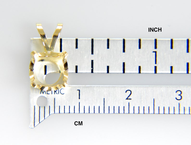 14K Yellow 14k White Gold 4 Prong Low Base Pendant Mounting or Mount for 1.7mm 2mm 3mm 4mm 5mm 6mm 7mm 8mm Stones Gemstones Diamonds