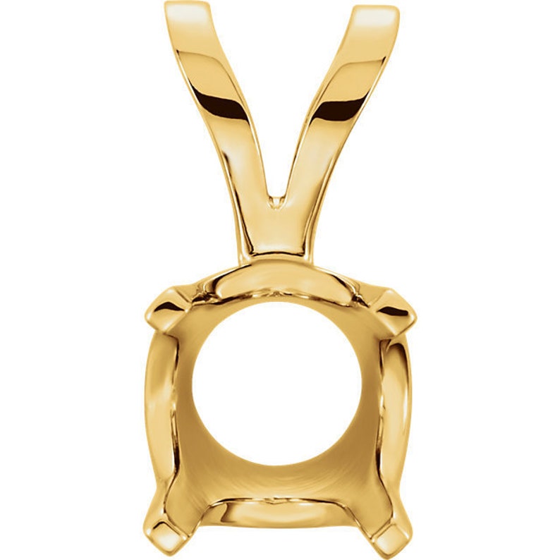14K Yellow 14k White Gold 4 Prong Low Base Pendant Mounting or Mount for 1.7mm 2mm 3mm 4mm 5mm 6mm 7mm 8mm Stones Gemstones Diamonds