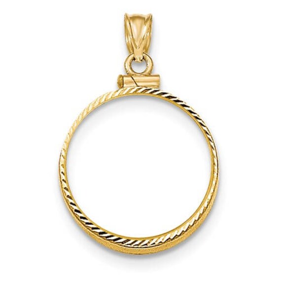 14k Yellow Gold 14 Oz Or One Fourth Ounce American Eagle Coin Holder Bezel Pendant Charm Screw Top