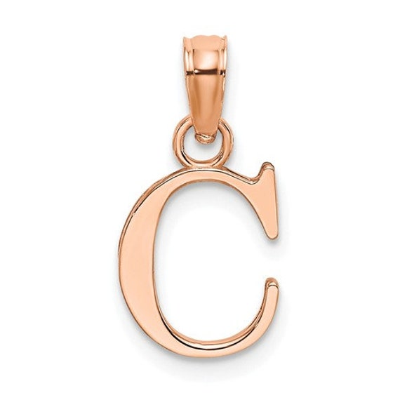 14k Rose Gold Uppercase Initial Letter C Block Alphabet - Rose Gold Letter C Pendant 14k Rose Gold Uppercase Initial Letter C Block Alphabet - Rose Gold Letter C Pendant