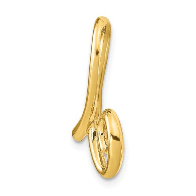 14k Yellow Gold Initial Letter B Cursive Chain Slide Pendant Charm