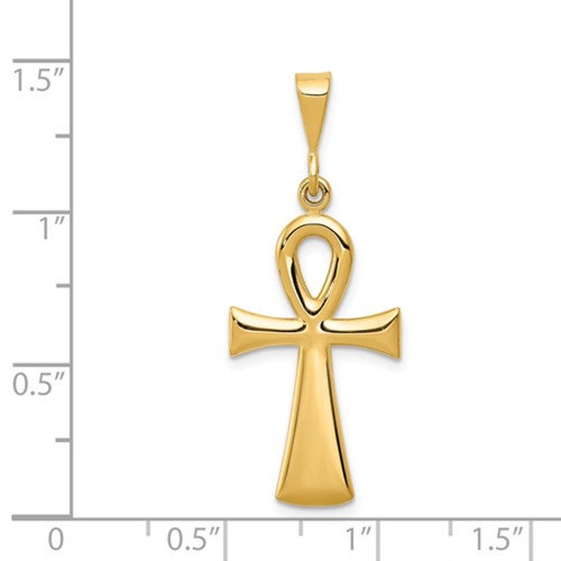 14K Yellow Gold Ankh Cross Pendant Charm