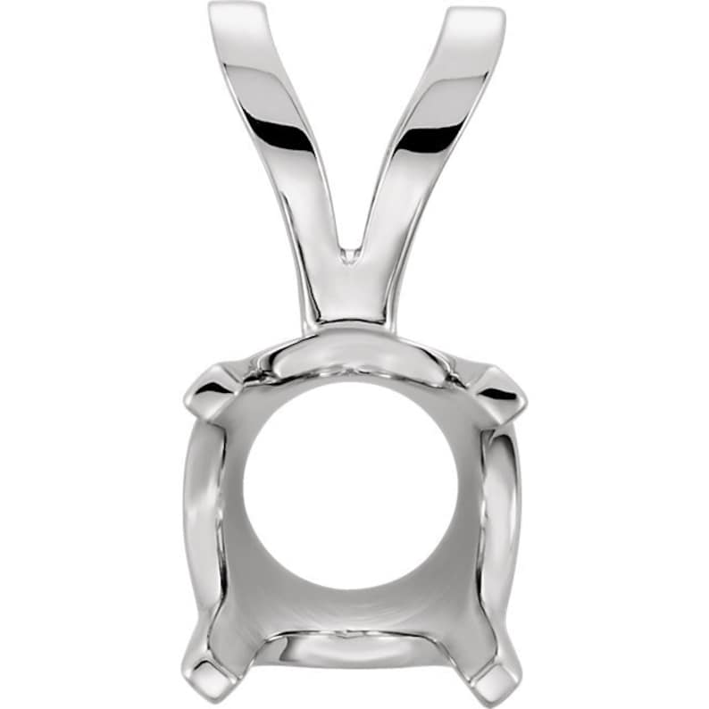 14K Yellow 14k White Gold 4 Prong Low Base Pendant Mounting or Mount for 1.7mm 2mm 3mm 4mm 5mm 6mm 7mm 8mm Stones Gemstones Diamonds