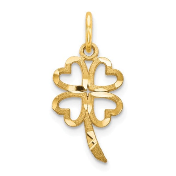 10k Yellow Gold Four Leaf Clover Polished Charm Pendant