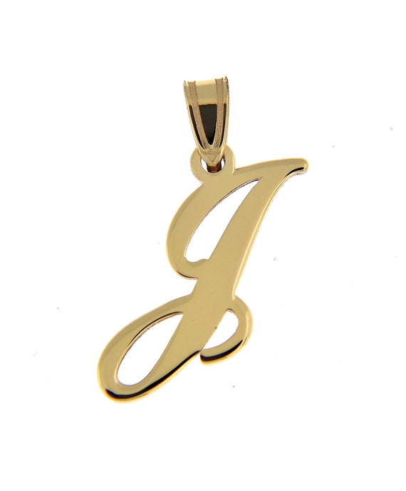 Script Letter I Pendant Cursive Alphabet Charm Initial 14K Yellow Gold Script Letter I Pendant Cursive Alphabet Charm Initial 14K Yellow Gold