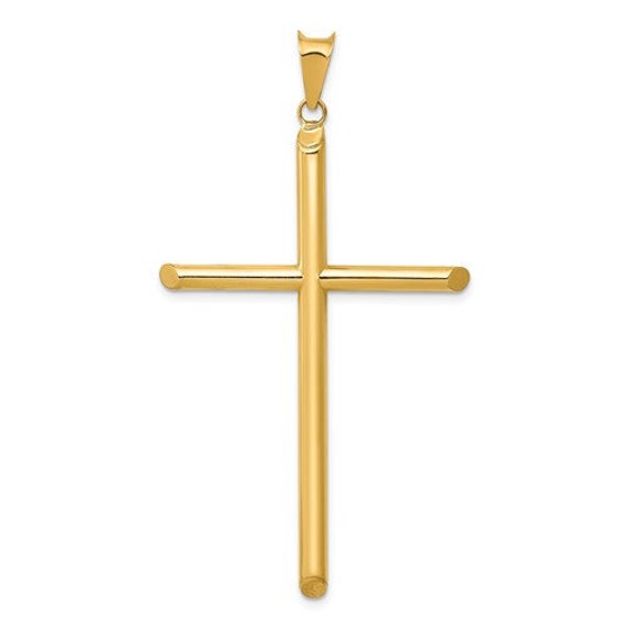 14k Yellow Gold Polished Hollow Cross Pendant