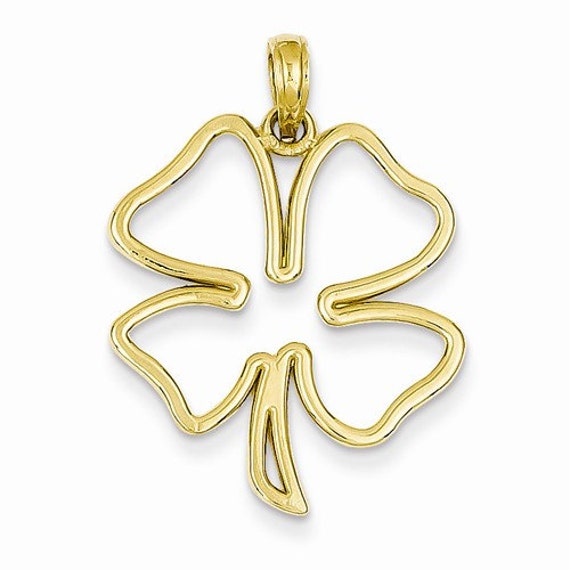 14k Yellow Gold Shamrock Clover Pendant