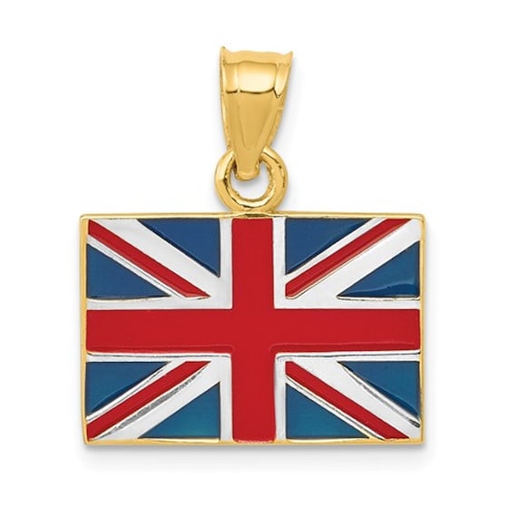 Sterling Silver Enameled British Flag Suitcase Lobster Clasp Charm