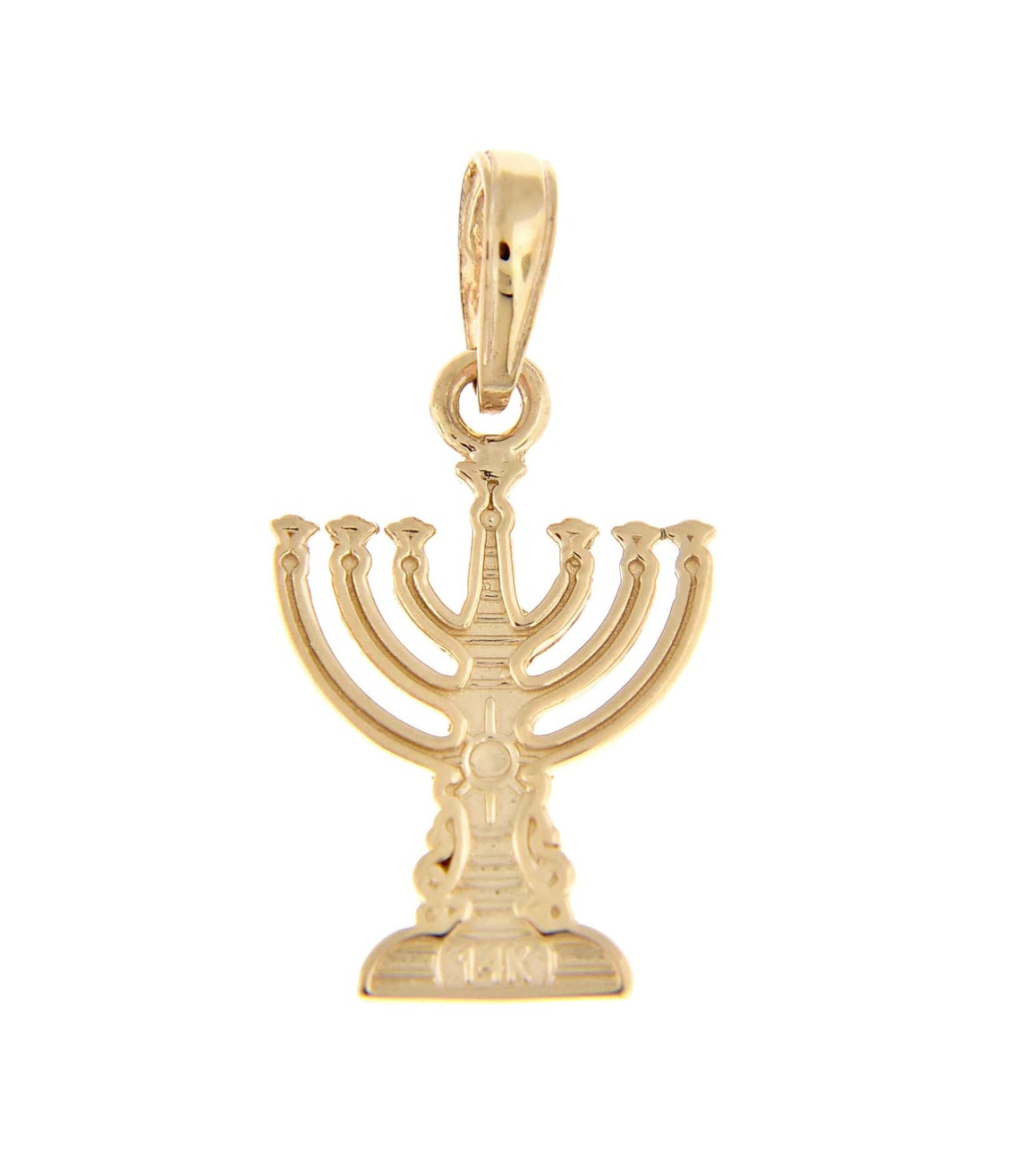 14K Yellow Gold Menorah Pendant Charm Etsy