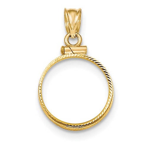14k Yellow Gold Holds 110 Oz Or One Tenth Ounce American Eagle Coin Holder Bezel Pendant Charm Screw Top