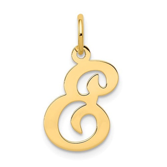 14K Small Fancy Script Initial F Charm 14 kt Yellow Gold