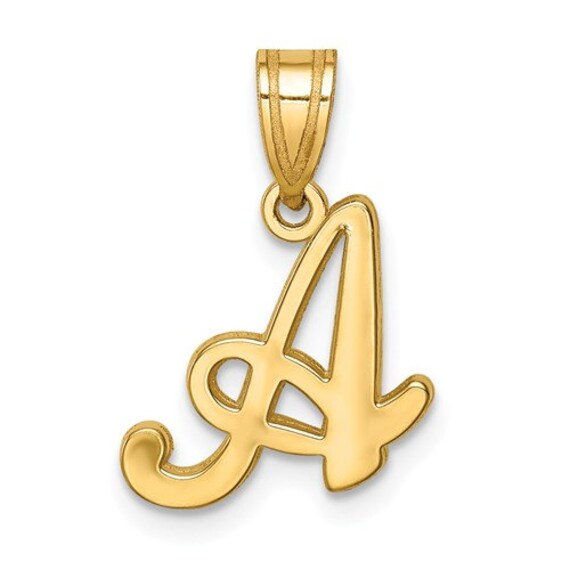 Fancy Letter B Pendant Cursive Alphabet Initial Charm 14k Yellow Gold Women Jewelry
