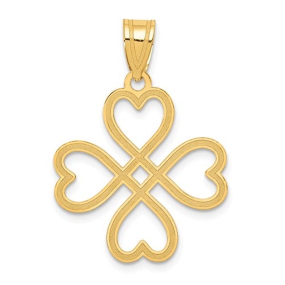 14k Yellow Gold Shamrock Clover Pendant