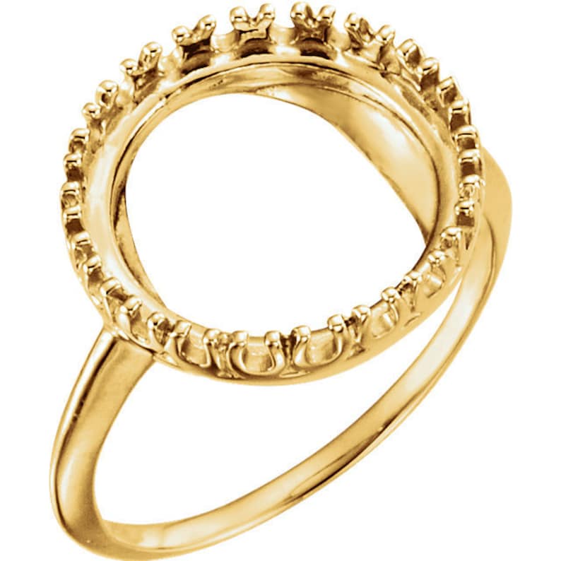 14K Solid Yellow Gold 13mm Coin Frame Ring Holder Mounting for Etsy