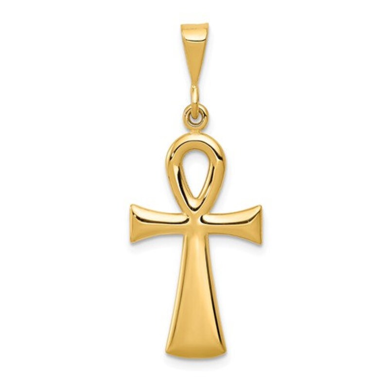 14K Yellow Gold Ankh Cross Pendant Charm