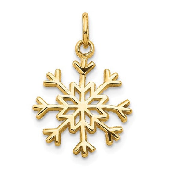 10k Yellow w//Rhodium And Rhodium Snowflake Charm