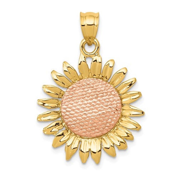 14k Yellow Gold Sunflower Pendant