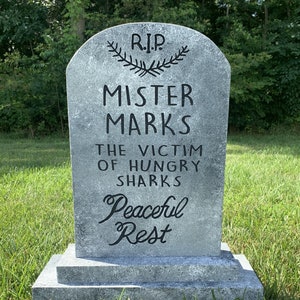 Mister Marks Victim of Sharks Funny Cute Halloween Tombstone Haunted Mansion