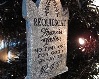 Requiescat Francis Xavier Haunted Mansion Halloween Mini Tombstone Christmas Ornament Magnet