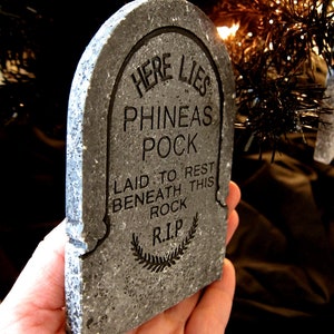 Phineas Pock Haunted Mansion Halloween Mini Tombstone Christmas Ornament Magnet