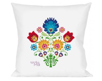 Lowicki bouquet (2059) digital cross stitch chart instant download Polish Folk Art lowickie, polish folk, flowers,