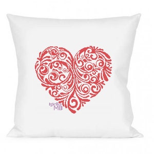 Swirly Heart (022) cross stitch chart digital pdf pattern, Valentine's Day gift, Mother's Day gift, love symbol,