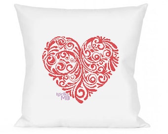 Swirly Heart (022) cross stitch chart digital pdf pattern, Valentine's Day gift, Mother's Day gift, love symbol,