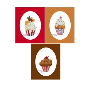 Tasty cupcakes (10K225) cross stitch chart digital pdf pattern, cupcakes