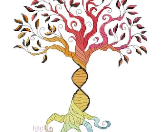 The Tree of Life cross stitch chart digital pdf pattern nature humanity origins DNA environment world