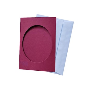 10 x DONKERROOD - drievoudige diafragmakaarten voor kruissteek, kruissteekkaarten 4,13 x 5,90 inch (10,5 x 15 cm) met ovaal venster 8,5 x 10,5 cm (8,5 x 10,5 cm)