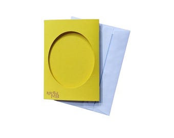 Gele diafragmakaarten met kruissteek en enveloppen (10,5 x 15 cm)