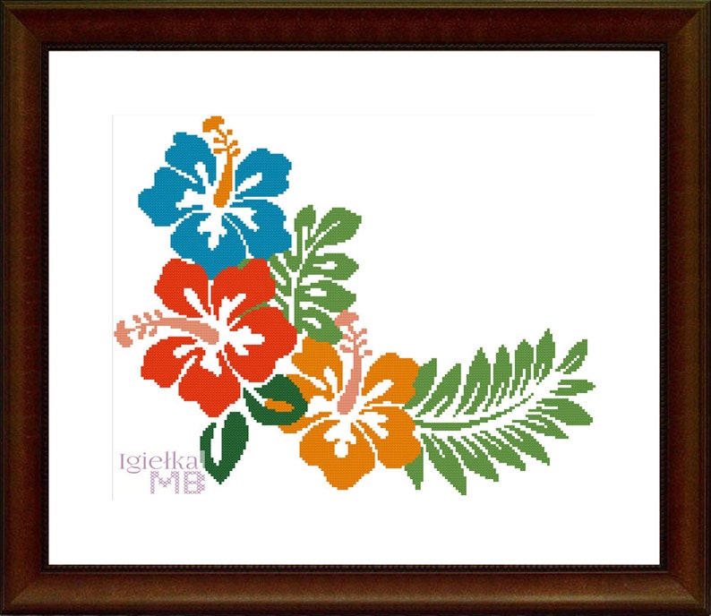 Hawaiianflowers Cross Stitch Pattern Digital Pdf Chart Etsy