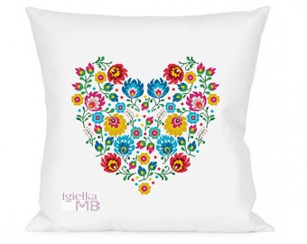 Polish Folk Heart (2101) cross stitch chart digital pdf pattern Polish wycinanki Polish flowers Polish folk art
