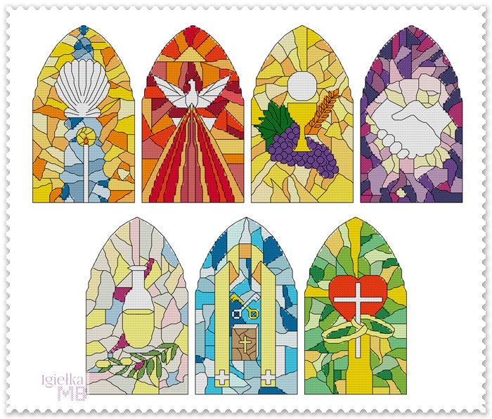 stained-glass-windows-cross-stitch-chart-pdf-pattern-church-cathedral-stained-glass-vitrail-glass-spiritual-etsy